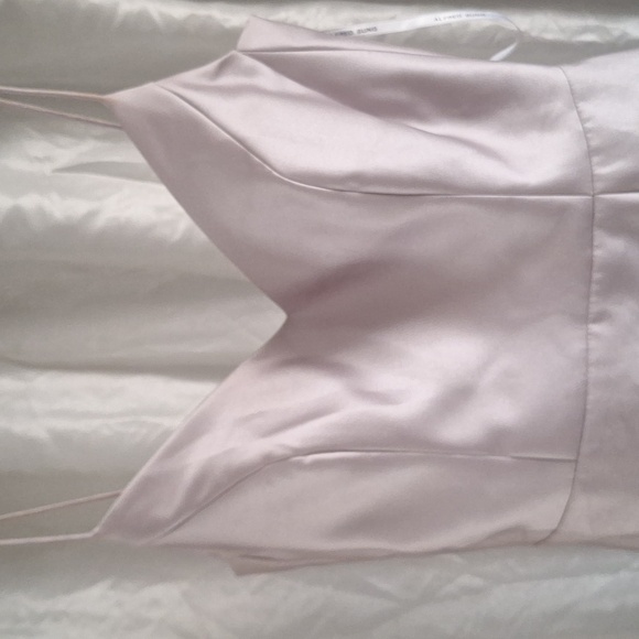 ALFRED SUNG Sz 4 Taupe V Neck Strappy Open-Back Bow Tie Trumpet Dress Gown - Picture 4 of 4